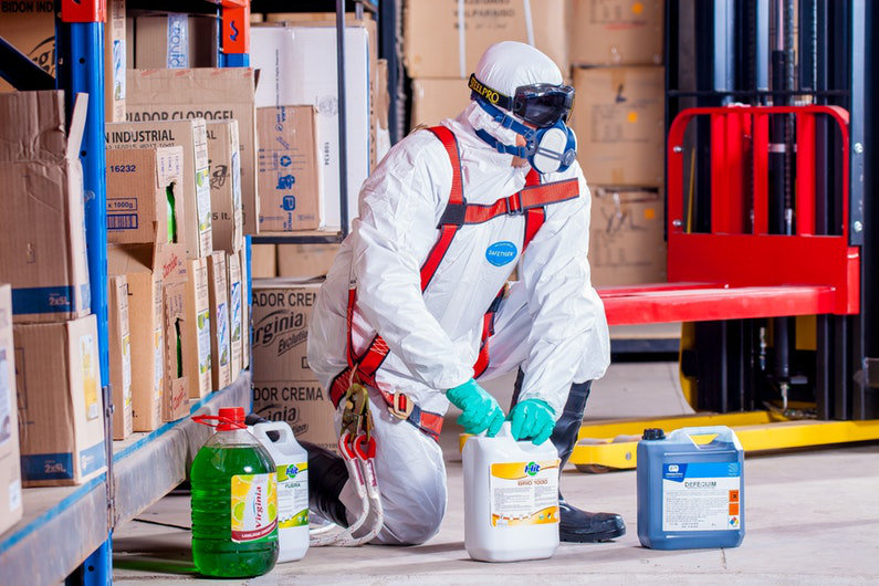 Worker working with chemical solution