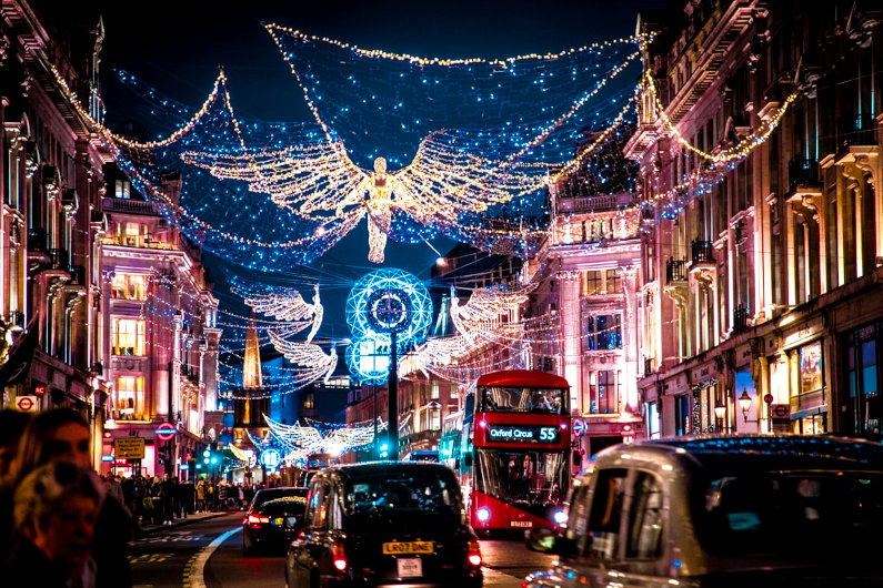 Seasonal decoration in London during Christmas